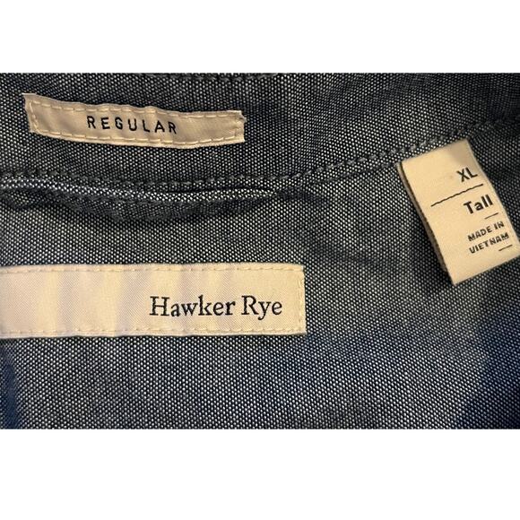 Mens Long Sleeve Shirt Size XLT Hawker Ryle Blue Collar Button Up 100% Cotton - Picture 2 of 8